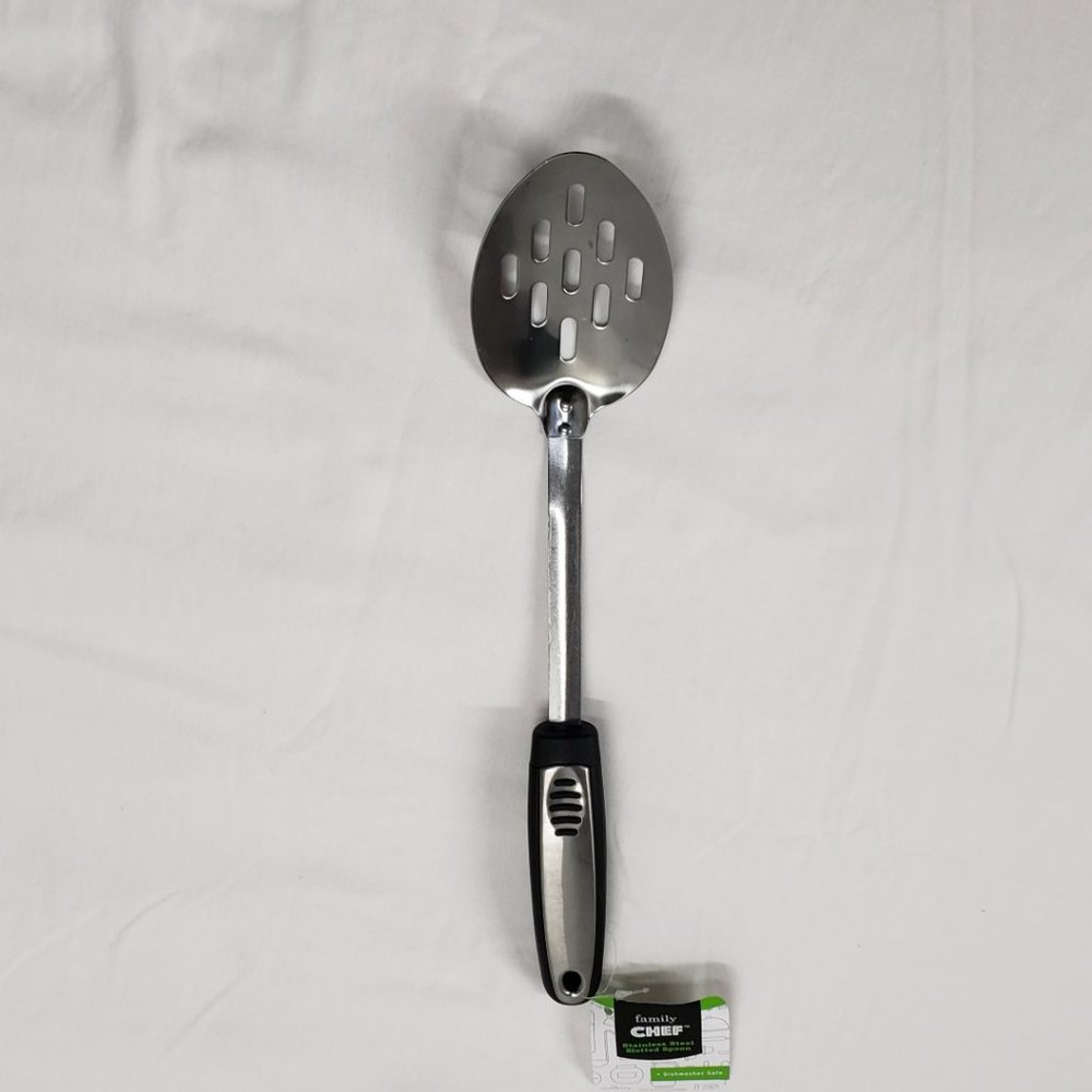 Family Chef Stainless Steel Slotted Serving Spoon 13 inches NWT